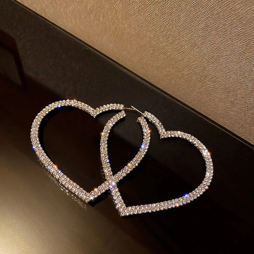 New Sparkly Large Rhinestone Hoop Earrings